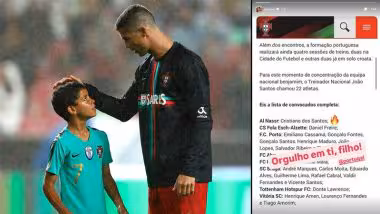 Cristiano Ronaldo Congratulates Son Cristiano Jr After He Earns Call-Up to Portugal U-15 Football Team,