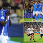 Leeds star leaves the field in tears after being sent off as Germany beat nine-man Italy in thrilling quarter-final at European Under-21 Championship